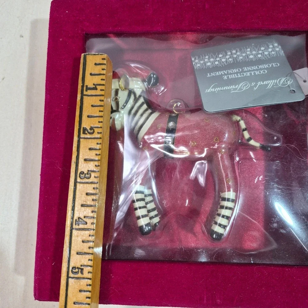 Dillards Trimmings Collectible Cloisonne Ornament Zebra Santa‎ Hat Christmas